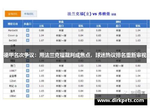 德甲名次争议：用法兰克福裁判成焦点，球迷热议排名重新审视